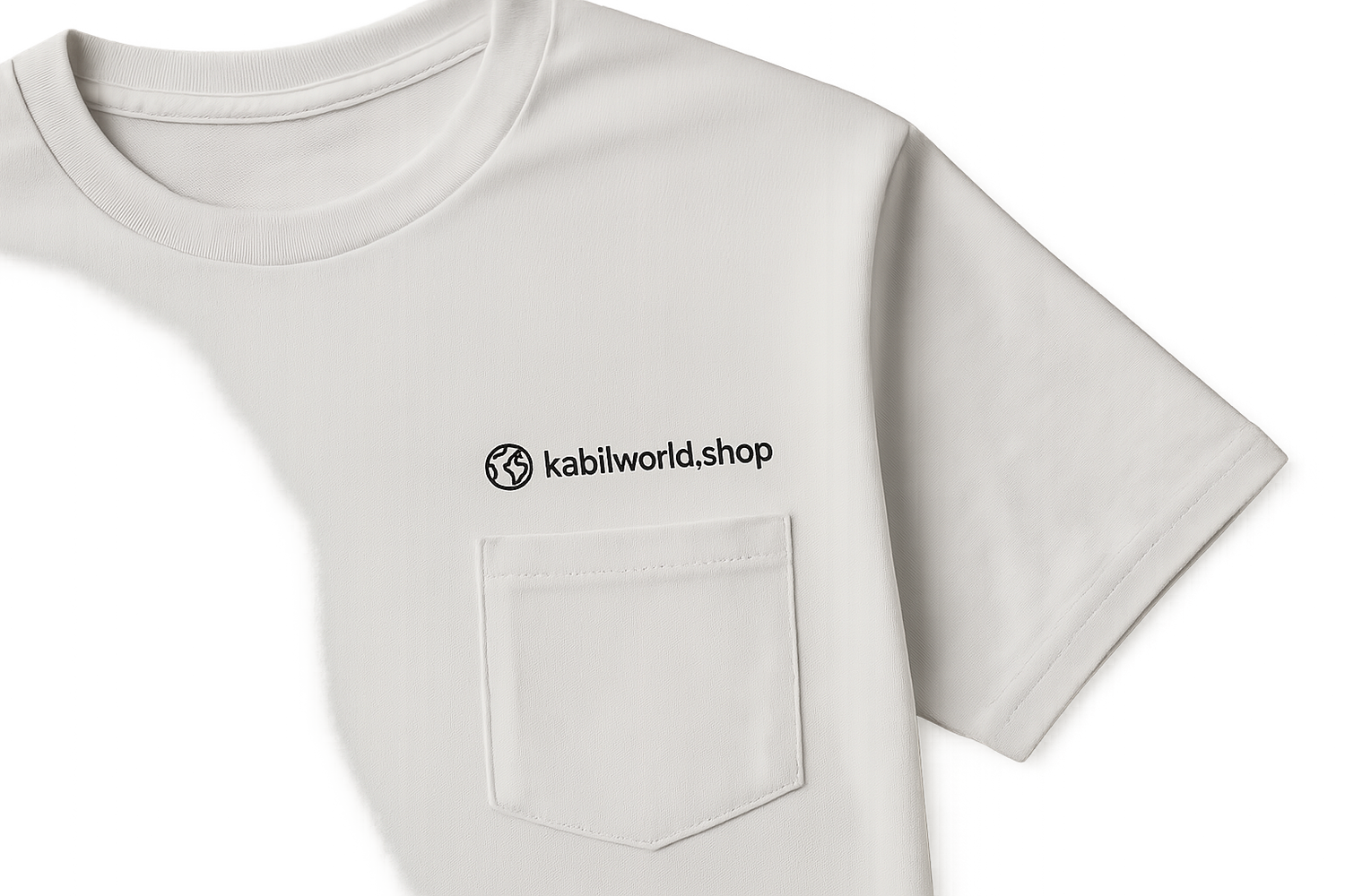create a logo for my wesite kabilword.shop in the tshirt which is on the right side pocket 